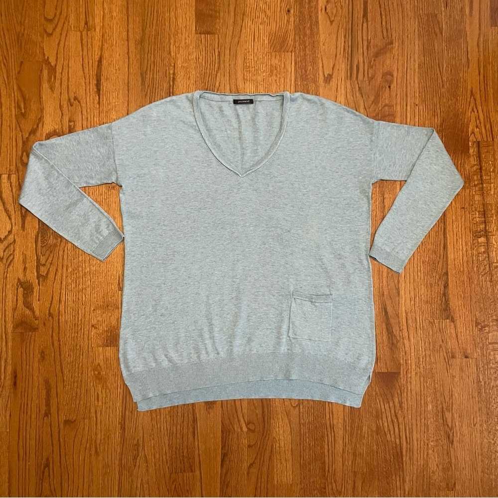 Promod light blue heather V neck sweater